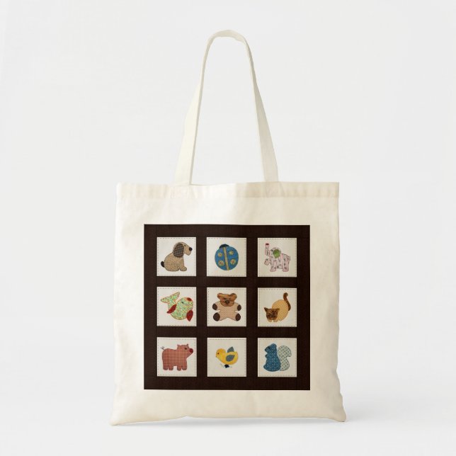 Cute Country Style Baby Animals Quilt Tote Bag (Front)