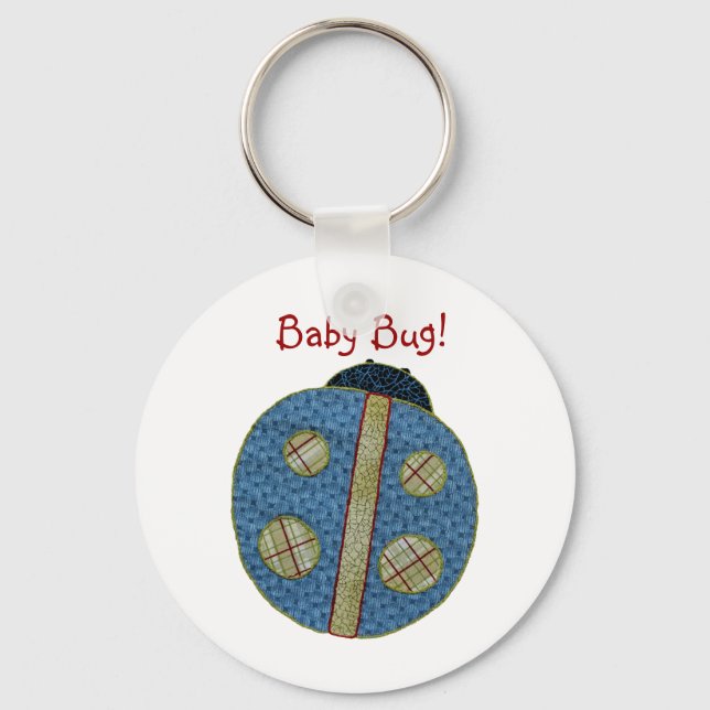 Cute Country Style Blue Ladybug Baby Bug Key Ring (Front)