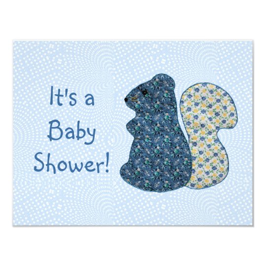 Cute Country Style Blue Squirrel Baby Shower Card