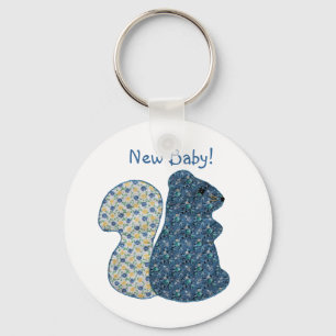 Cute Country Style Blue Squirrel New Baby Key Ring