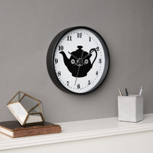 cute Country teapot word art Clock
