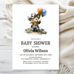 Cute Country Teddy Bear Baby Shower Invitation