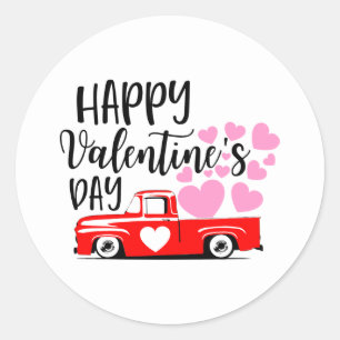 Cute Country truck Happy Valentine's Day  Classic Round Sticker