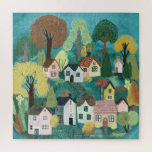 Cute Country Village Illustration Watercolor Art Jigsaw Puzzle<br><div class="desc">Sweet drawing of a cute village. Add your own text if you'd like to customise it. Also available as wall art, greeting cards, party invitations and more - also as digital download to send instantly via email or text message. Check my shop for more or let me know if you'd...</div>