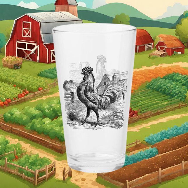 Cute Country vintage rooster glass (Creator Uploaded)