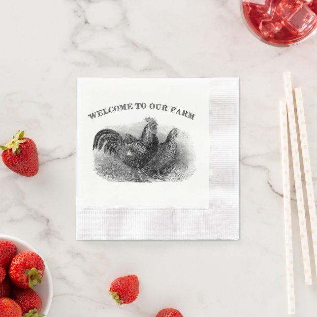 Cute Country Vintage welcome party napkins (Insitu)