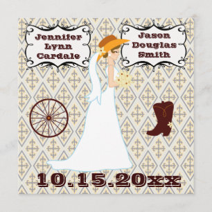 Cute Country Western Cowboy Wedding Invitations