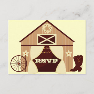 Cute Country Western Cowboy Wedding RSVP Card