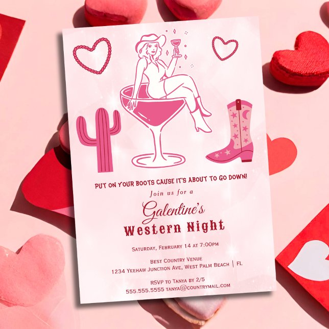 Cute Country Western Cowgirl Galentine's Day Invitation (Creator Uploaded)