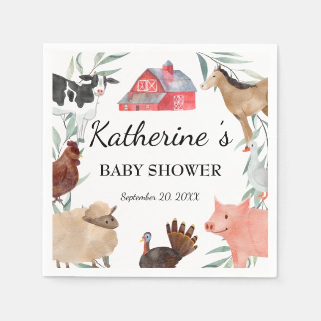 Cute Countryside Baby Shower On The Farm  Napkin (Front)