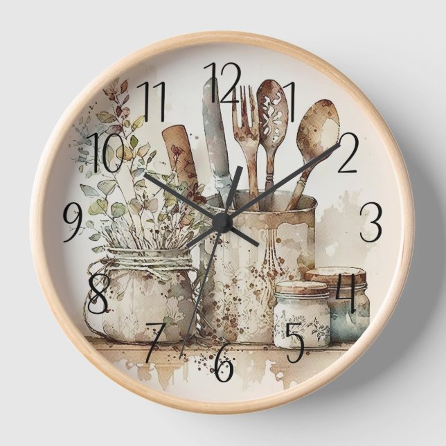 cute County farmhouse kitchen rustic  Clock (Front)