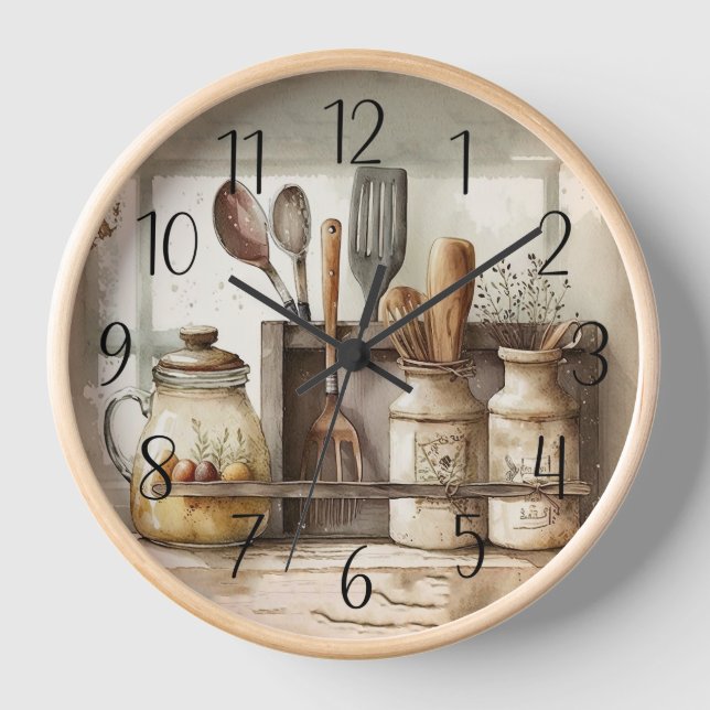 cute County farmhouse kitchen rustic Clock (Front)