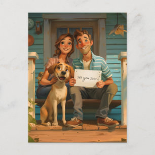 Cute Couple and their Dog Postcard