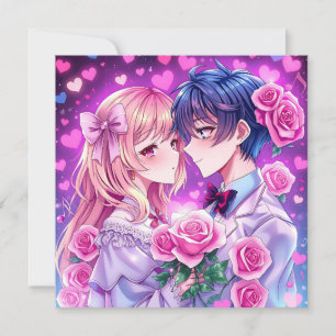 Cute  Couple Anime Personalised Valentine's Day Card