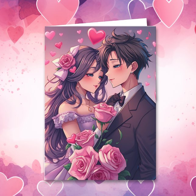Cute Couple Anime Personalised Valentine's Day Card (Creator Uploaded)