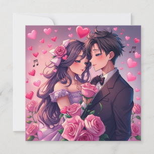 Cute Couple Anime Personalised Valentine's Day Card