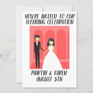 CUTE COUPLE ART WEDDING INVITATION