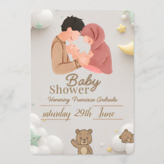 Cute Couple Baby Shower Invitation with Ted