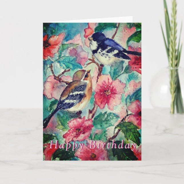 Cute Couple Bird Birthday Card (Front)