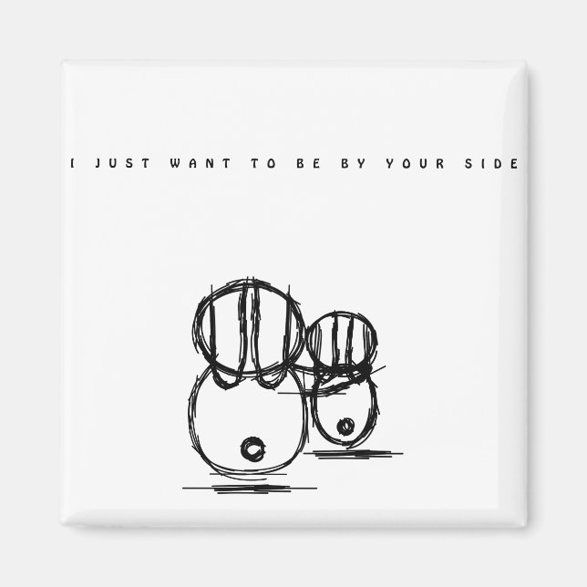 Cute Couple Bunny Magnet | Be By Your Side  (Front)