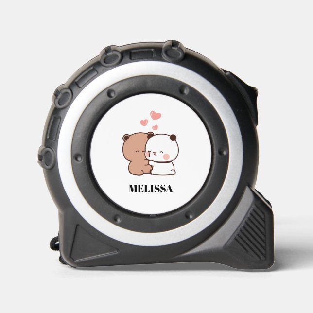 Cute Couple Cartoon, Bear & Panda add your name 1 (Front)