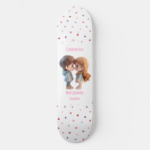 Cute Couple Customise Wedding Date Skateboard