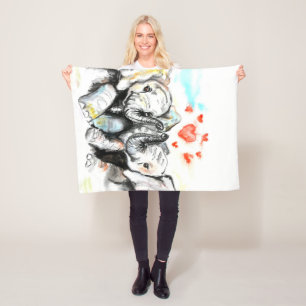 Cute Couple Elephant Baby Fleece Blanket