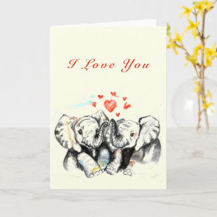 Cute Couple Elephant Valentine's Day Card