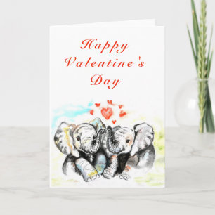 Cute Couple Elephant Valentine's Day Card