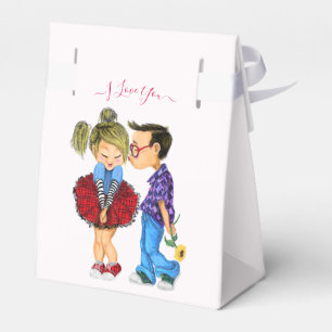 Cute Couple Favour Boxes with Text - I Love You