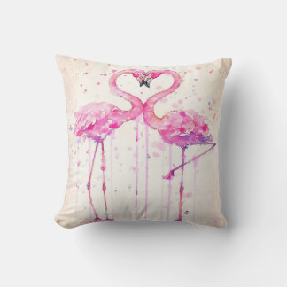 Cute Couple Flamingo Love Print Art Cushion