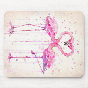 Cute Couple Flamingo Love Print Art Mouse Mat