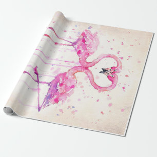 Cute Couple Flamingo Love Print Art Wrapping Paper