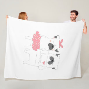 Cute Couple French Bulldog Love Dog Lover Fleece Blanket