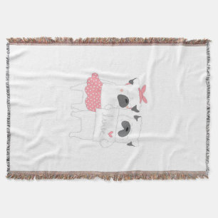 Cute Couple French Bulldog Love   Dog Lover Throw Blanket