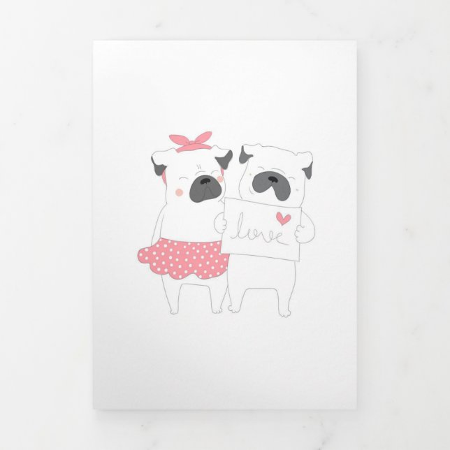 Cute Couple French Bulldog Love | Dog Lover Tri-Fold Announcement (Cover)