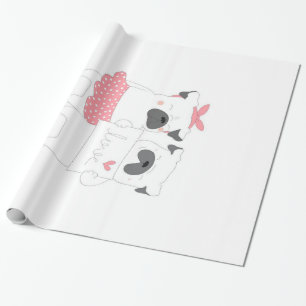 Cute Couple French Bulldog Love Dog Lover Wrapping Paper