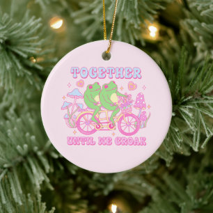 Cute Couple Frog - Together Until We Croak Ceramic Tree Decoration