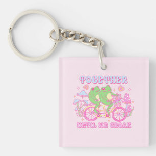 Cute Couple Frog - Together Until We Croak Key Ring
