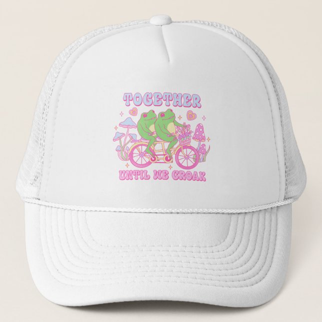 Cute Couple Frog - Together Until We Croak Trucker Hat (Front)
