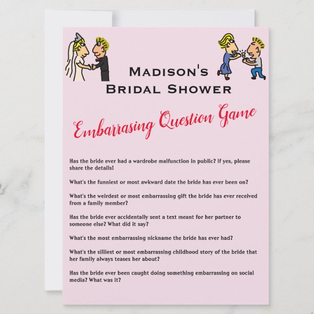 Cute Couple ✨  Fun Bridal Shower Game  Invitation (Front)
