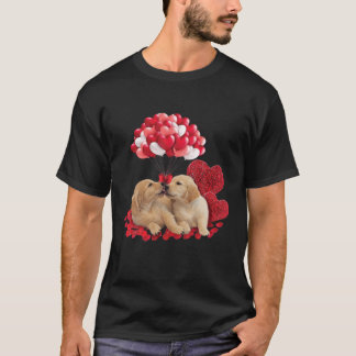 Cute Couple Golden Retriever Valentine's Day Dog L T-Shirt