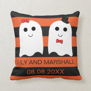 Cute Couple Halloween Wedding Gift Throw Pillow