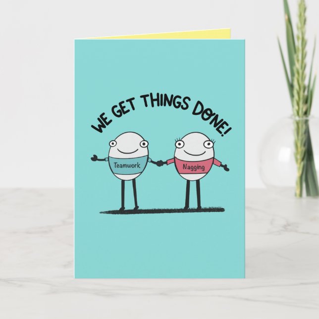 Cute Couple Happy Anniversary Humourous Thank You Card (Front)