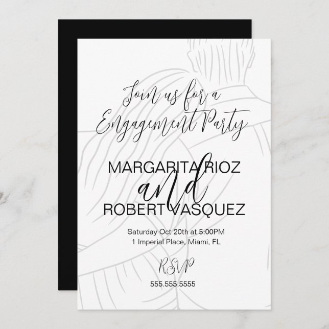 Cute Couple Hugging Script Engagement Party Invitation (Front/Back)