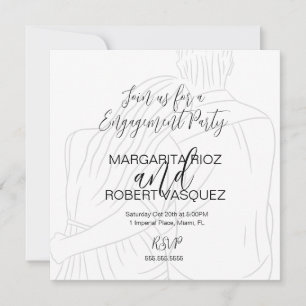 Cute Couple Hugging Script Engagement Party Save The Date