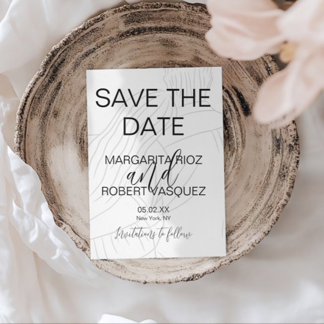 Cute Couple Hugging Script Save the Date Invitation (Creator Uploaded)