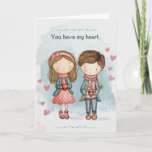 Cute Couple in Love Romance Valentines Day Card