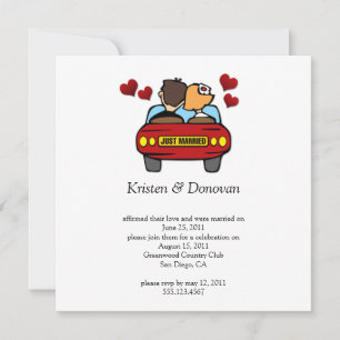 Cute Couple Just Married Post Wedding Celebration Invitation