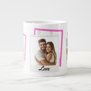 Cute Couple 'Love' 3 Photo Collage  Large Coffee Mug